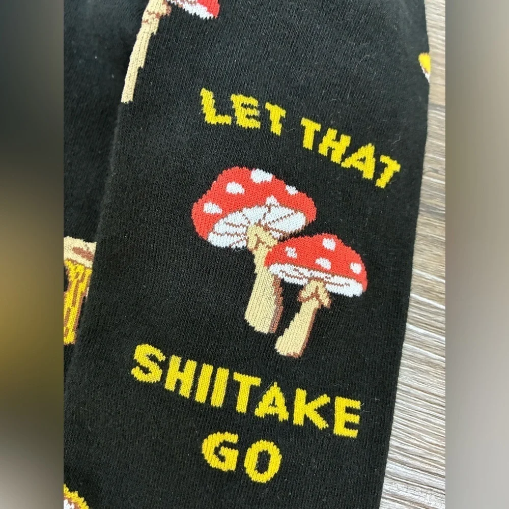 Sock it to Me Let That Shitake Go Knee High Socks Wide Calf Mushroom Unisex